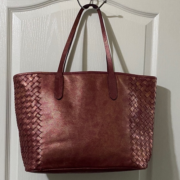 Cole Haan Burgundy Woven Leather Tote - Picture 3 of 8